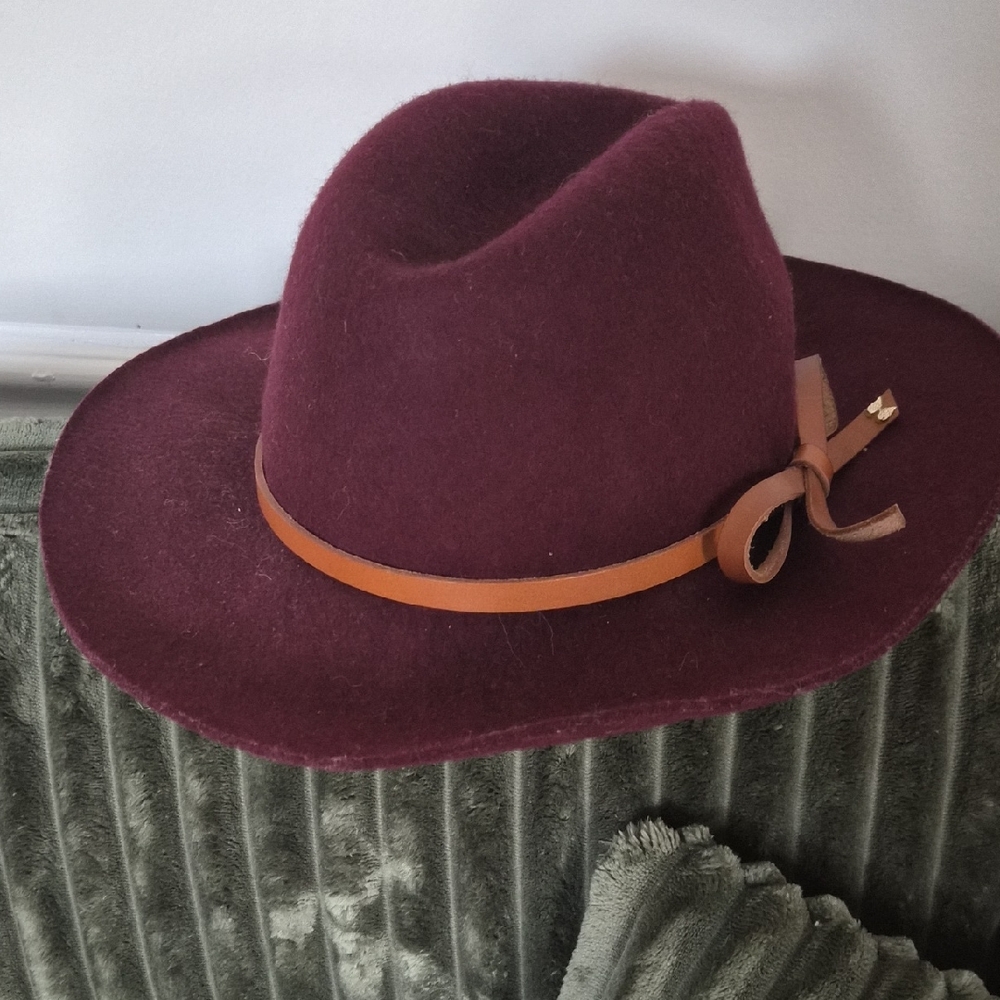 Victoria's Secret Burgundy Hat with Brown Band